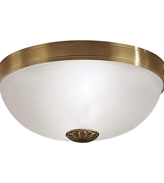 Plafondlamp Imperial, 2-lichts plafondlamp, vintage, rustiek, woonkamerlamp van gepolijst gegoten metaal en gesatineerd glas in wit, keukenlamp, hallamp, plafond met E27-fitting