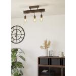 Plafondlamp Townshend 4, 3-lichts lamp plafond, vintage, industrieel, woonkamerlamp van antiek bruin metaal, plafondverlichting voor slaapkamer en gang, E27 fitting