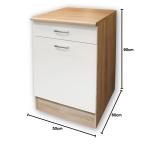 Moderne onderkast keuken in eiken Sonoma look, mat wit - ruime keukenkast met veel opbergruimte - 50 x 90 x 60 cm (B x H x D)