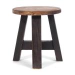 Rustieke houten KRUK Bern | 23x20x20 cm (HxBxD), gerecycled hout, massief | decoratieve bijzettafel, plantenkruk, krukje | Kleur: 04 zwart natuur