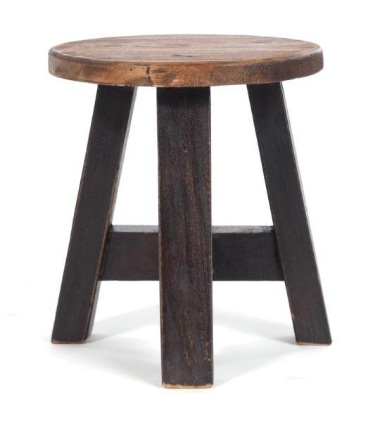 Rustieke houten KRUK Bern | 23x20x20 cm (HxBxD), gerecycled hout, massief | decoratieve bijzettafel, plantenkruk, krukje | Kleur: 04 zwart natuur