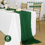 6er-Pack Käsetuch-Tischläufer, dunkelgrüner rustikaler Gaze-Tischläufer, 90x 300cm, Käsetuch-Gaze-Tischläufer Käsetuch Boho-Tischläufer für Hochzeit, Geburtstag(dunkelgrü