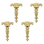 Antieke , 4 stuks zinklegering kast decoratieve retro gesneden scharnier T-riem voor deuren kast sieraden doos, goud