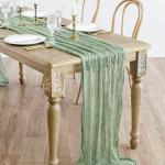 Tafelloper, 10 stuks saliegroene kaasdoek, tafelloper, boho-gaas, kaasdoek, tafelloper, rustieke doorzichtige loper, tafelkleed voor boho, bruiloft, decoratie, verjaardagsfeest, 90