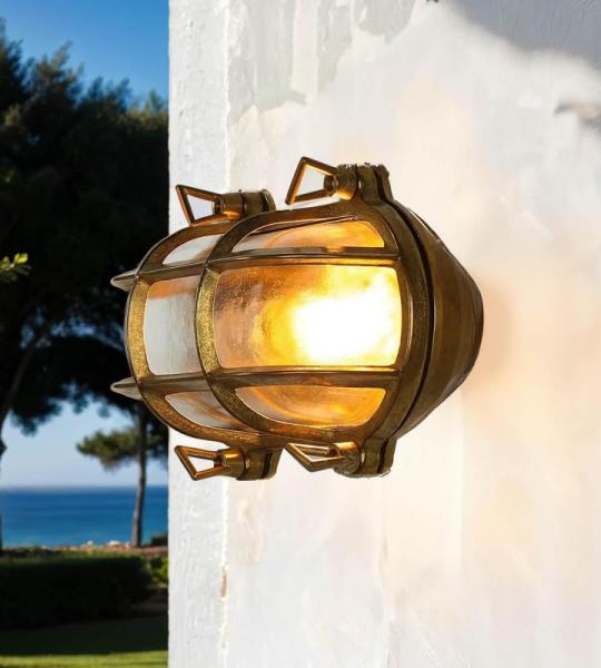 Messing wandlamp IP64 buiten edel SKIATHOS maritieme lamp scheepslamp voordeur terras