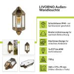 Wandlamp antiek buiten, buiten wandlamp koper, scheepslamp, IP44, E27, B:17,5 cm, buitenlamp maritiem, terrasverlichting buiten