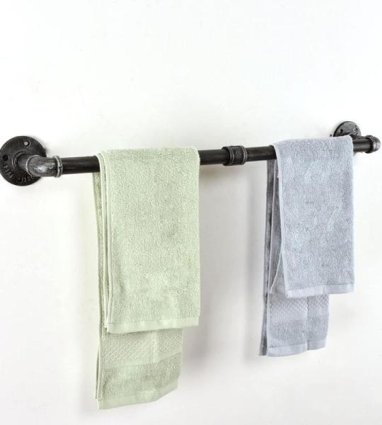 Rohr Handtuch Bar Wand montiert Industriehandtuch Rack Halter Rustikale Heavy Duty Badezimmer Hardware (24 inch, Schwarz Grau)