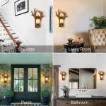 Vintage wandlamp voor binnen, E27, industriële retro wandlamp, creatief harsgeweidesign, rustieke hallamp met glazen lampenkap voor woonkamer, slaapkamer, keuken, bar, café, hal,