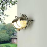 Buitenlamp muur messing glas in mat nikkel IP64 tuin binnenplaats hoogte: 13 cm E27 scheepslicht rustieke maritieme wandlamp outdoor SKIATHOS