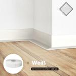 Zachte plint, 200 m (8 x 25 m), wit, 32 x 23 mm, pvc, zelfklevend, knikhoek plint, hoekprofiel, aansluitprofiel, vloerlijst, rubberen plint