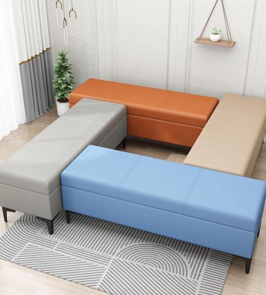 Faux Lederen Opslag Ottomaanse Bank met Gestoffeerde Zitting voor Slaapkamer Speelgoed Doos Organizer Rechthoekige Salontafel met 300 Lbs Gewicht Capaciteit