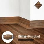 Zachte plint, 200 m (8 x 25 m), rustiek eiken, 32 x 23 mm, pvc, zelfklevend, knikhoek plint, hoekprofiel, aansluitprofiel, vloerlijst, rubberen plint
