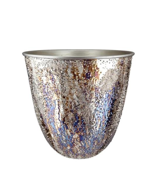 Metalen plantenbak, bloempot, decoratief woonkamercadeau voor vrouwen, verjaardag, Moederdag, kleur: metallic bruin, hoogte 29 cm