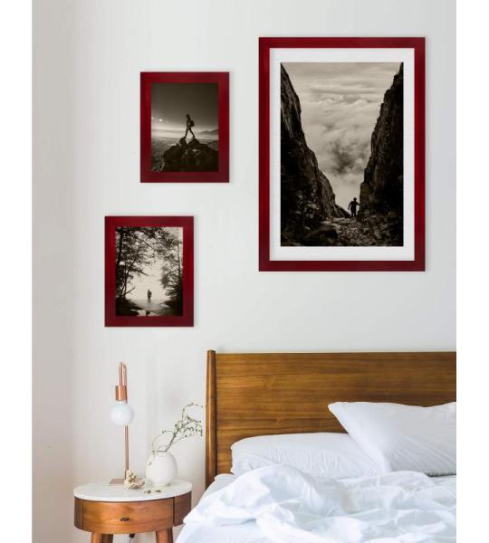 Fotolijst Monaco, 35,5 x 47,5 cm, fotolijst, wijnrood, geveegd, posterlijst