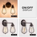 Industriële wandkandelaar, rustieke zolder, antieke wandlamp, draadkooi, verstelbaar stopcontact, Edison, vintage, metaal, retrolamp, lampen voor slaapkamer (zonder lamp) (met 2 l