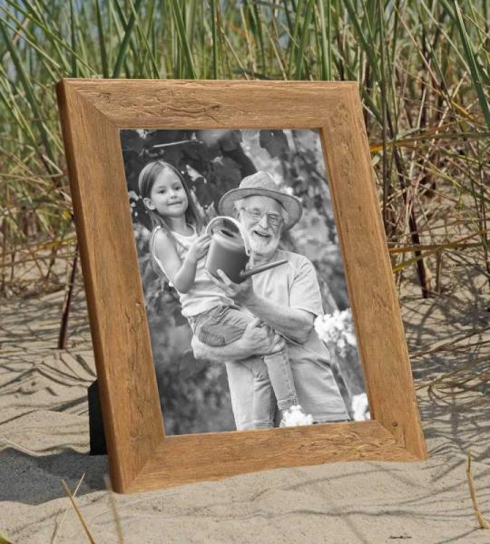 Set van 5 fotolijsten 15x20 cm rustiek strandhuis natuurlijk eiken look massief hout met glazen ruit inclusief accessoires | Fotolijst