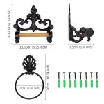 Toiletrolhouder vintage handdoekring metalen ronde handdoekhouder wandmontage ijzeren toiletpapierhouder retro houten rek keuken badkamer accessoires set zwart