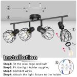 E14 Plafondspot 2 Lampen, e14 led vintage Spot light 350 ° Draaibare plafondspot, Metalen LED plafondlamp zwart voor Binnen Hal Woonkamer Winkel Slaapkamer keuken