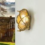 SERIFOS Buitenwandlamp messing glas IP64 voor tuin terras Ø24 cm E27 max. 18 W rustieke maritieme ronde buitenlamp muur