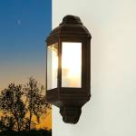 Wandlamp buiten bruin, wandlamp buiten E27, balkon, terras, IP44, weerbestendig, D:9,5 cm, huismuur, scheepslamp, buitenlamp maritiem antiek