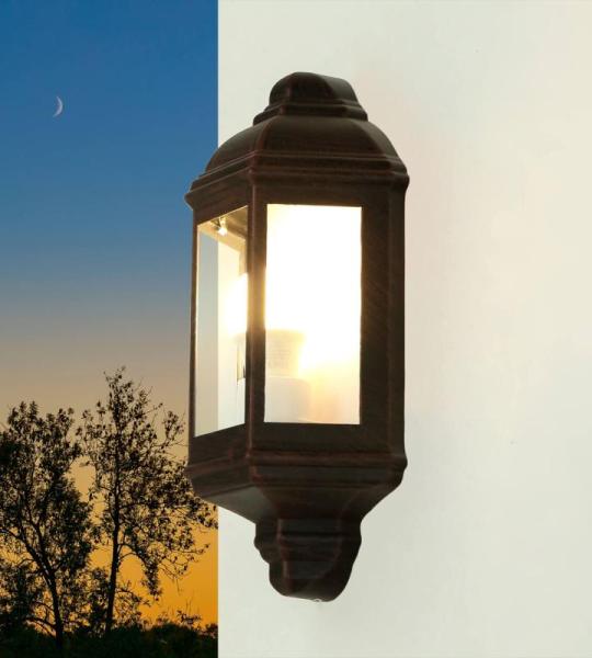 Wandlamp buiten bruin, wandlamp buiten E27, balkon, terras, IP44, weerbestendig, D:9,5 cm, huismuur, scheepslamp, buitenlamp maritiem antiek