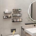 Set van 5 zwevende wandplanken, hoogwaardig zwart en zwart ijzer, met flexibel design, voor woonkamer, slaapkamer, badkamer, kantoor