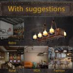 Loft Houten Kroonluchter Vintage Industriële Drop Lights Retro Stijl Hanglamp Iron Art Verstelbare hoogte E14 Retro 8 Lamp Internet Cafe Bar Restaurant Verlichting