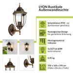 Rustieke wandlamp buiten in zwart koper E27 IP44 buitenlamp binnenplaats tuin balkon terras LYON