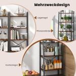 Boekenkast, rek met 4 niveaus, houten ladderrek, met kantelbeveiligingen en verstelbare voetkussens, metalen frame, voor woonkamer, werkkamer en kantoor (rustiek bruin)
