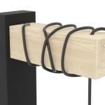 Wandlamp Townshend 5, vintage wandlamp in industrieel design, retro lamp van staal en hout, kleur zwart en bruin, fitting E27, FSC-gecertificeerd