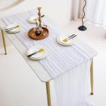 Tafelloper, 6 stuks beige kaasdoek, tafelloper, boho-mousseline, decoratieve stof, rustieke gaas, tafelloper voor bruiloft, verjaardag, decoratie, 90 x 300 cm
