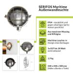 Wandlamp Buiten Messing Glas Antiek IP64 Balkon Huis Ø24 cm E27 max. 18 W rond Rustieke Maritime Wandbuitenlamp Tuin SERIFOS