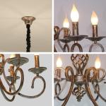 Rustieke Kroonluchter Frans Landelijk Vintage Kroonluchter Metaal Antiek Brons Hanglamp voor Eiland Keuken Boerderij Eetkamer Woonkamer 6 Licht Brons