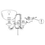 Savoy wandlamp met 2 fittingen, vintage, rustieke wandlamp van gepolijst gebruind metaal met wit gesatineerd glas, hallamp in bruin en wit, lamp met trekschakelaar, met E14-fitting
