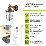 Buitenlamp muur in koper antiek glas messing massief E27 IP64 Maritiem Santorin wandlamp buiten huis tuin