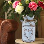 Vintage Blumenvase Herz Milchkanne, Eisen Blumentopf Shabby Deko, Rustikal Blumeneimer im Landhausstil für Garten Wohnzimmer Tischdeko 1Stück