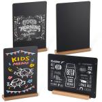4 stuks krijtbord, tafel krijtbord met sokkel, dubbelzijdige buffet, prijskaartjes, standaard, drankkaart voor verjaardag, bruiloft, bar, café, 22 x 30 cm