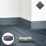 Zachte plint, 200 m (8 x 25 m), grafiet, 32 x 23 mm, pvc, zelfklevend, knikhoek plint, hoekprofiel, aansluitprofiel, vloerlijst, rubberen plint