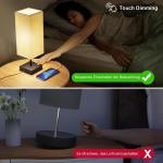Nachtkastlampjes, set van 2, bedlampje, touch-dimbaar, met 2 USB-snellaadpoorten, 3 kleurtemperaturen en traploze dimming, 2 E27-gloeilampen van 6 W voor slaapkamer, woonkamer, kan