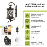 Wandlamp buiten zwart glas aluminium IP23 terras tuin T: 23,5 cm E27 lantaarn nostalgie rustieke outdoor wandlamp binnenplaats LANTERN
