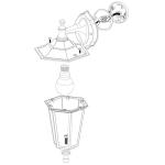 Laterna 5 Wandlamp voor buiten, 1-lichts wandlamp van gegoten aluminium en glas, kleur: wit, fitting: E27, IP44