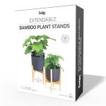 Houten plantenstandaard, set van 2 bamboe bloemenstandaard, verstelbare houten bloemenkruk, voor potten tot Ø 30,5 cm, bloempotstandaard, hoogte: 35,5 cm, plantenstandaard met pot