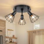 Plafondlamp, spots, draaibaar, zwart, spot, met fitting E14, plafondlamp, 6 , voor binnen, keuken, slaapkamer, woonkamer, max. 40 W, zonder lampen