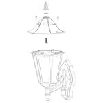 Buitenwandlamp Navedo, 1-lichts buitenlamp incl. bewegingsmelder, sensor-wandlamp van gegoten aluminium en glas, kleur: zwart, zilver-patina, fitting: E27, IP44