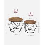 Salontafel rond, set van 2, woonkamertafel, bijzettafel, vintage flair, afneembaar tafelblad, voor woonkamer, vintage bruin-inktzwart LCT041K01