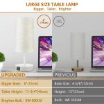 Nachtlampje set van 2 Touch Dimbare LED-tafellamp met 2 USB-oplaadfunctie, kleine E27 tafellamp met beige kap voor cadeau, slaapkamer, woonkamer, incl. 6W LED-lamp