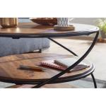 Koffietafel Massief Sheesham-Hout en Metaal 58x58x40,5 cm Salontafel Bruin | Ronde Tafel Woonkamer Moderne met Opbergruimte | Kleine Bijzettafel Woonkamertafel