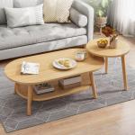 Moderner Couchtisch für das Wohnzimmer. Satztische für das Wohnzimmer, 2er-Set, große ovale Couchtische für das Wohnzimmer und Kleiner runder Beistelltisch mit Ablagefläche, 2