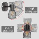keukenspots verstelbaar - wandspots in mat zwart, industriële met metalen gaaskap - E14 plafondlampen spots voor binnen lounge slaapkamer eetkamer
