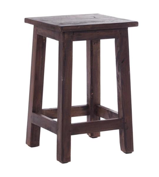 RUSTIC HOUTEN ZITKRUK MADERO | 48x30x30 cm (HxBxD), gerecycled hout | houten kruk | Kleur: 03 donkerbruin